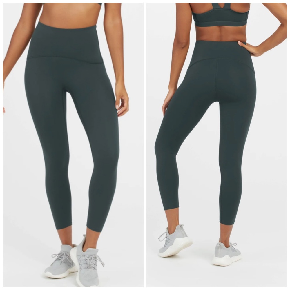 SPANX High-Waist 7/8 Leggings in Dark Teal Green